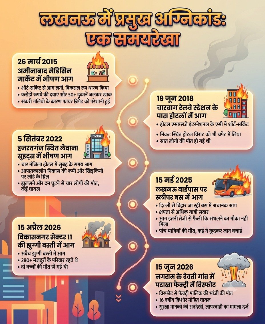 लखनऊ के 6 बड़े अग्निकांड: जब सिस्टम की लापरवाही से जला ‘नवाबों का शहर’, कोई नहीं दे पाया आंसुओं का हिसाब लखनऊ के 6 बड़े अग्निकांड: जब सिस्टम की लापरवाही से जला ‘नवाबों का शहर’, कोई नहीं दे पाया आंसुओं का हिसाब