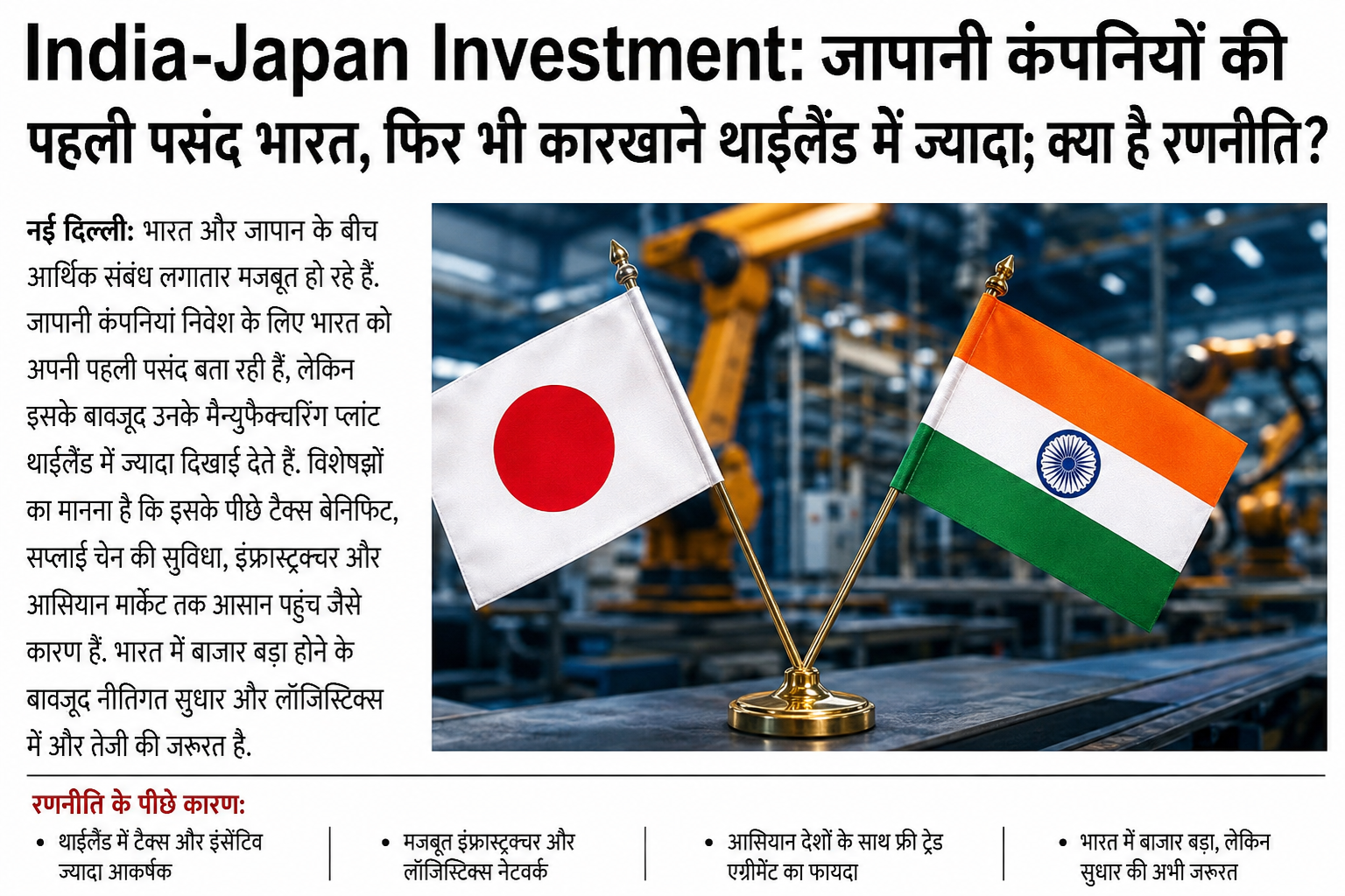 जापानी कंपनियों की पहली पसंद भारत, फिर भी थाईलैंड में ज्यादा कारखाने