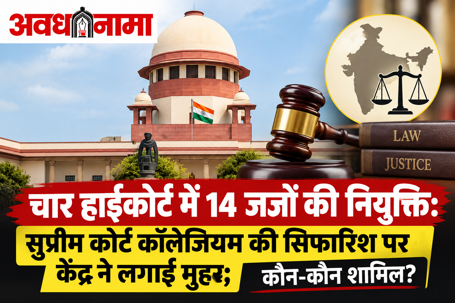 चार हाईकोर्ट में 14 न्यायिक अधिकारियों की नियुक्ति चार हाईकोर्ट में 14 न्यायिक अधिकारियों की नियुक्ति