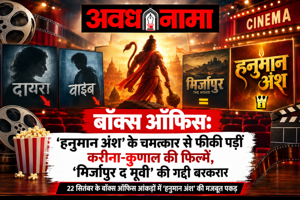 हनुमान अंश’ का जलवा कायम, करीना की ‘दायरा’ और कुणाल की ‘वाइब’ की रफ्तार धीमी हनुमान अंश’ का जलवा कायम, करीना की ‘दायरा’ और कुणाल की ‘वाइब’ की रफ्तार धीमी