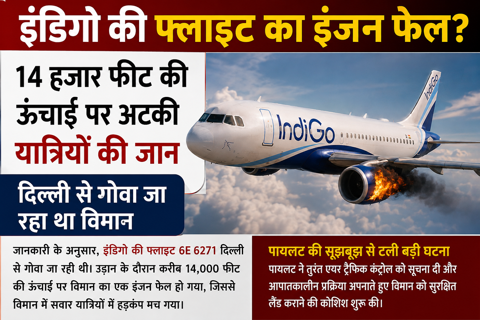 ​इंडिगो फ्लाइट में इंजन की खराबी, 14 हजार फीट पर मचा हड़कंप; विमान ने सुरक्षित लैंडिंग की