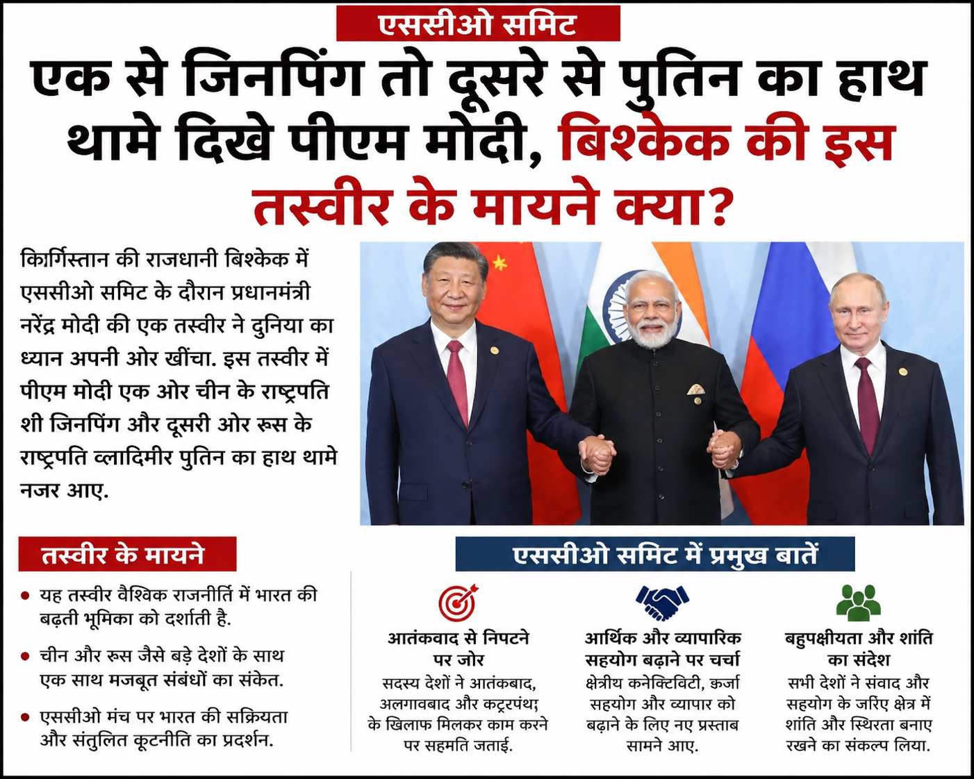 जिनपिंग और पुतिन का हाथ थामे दिखे पीएम मोदी जिनपिंग और पुतिन का हाथ थामे दिखे पीएम मोदी
